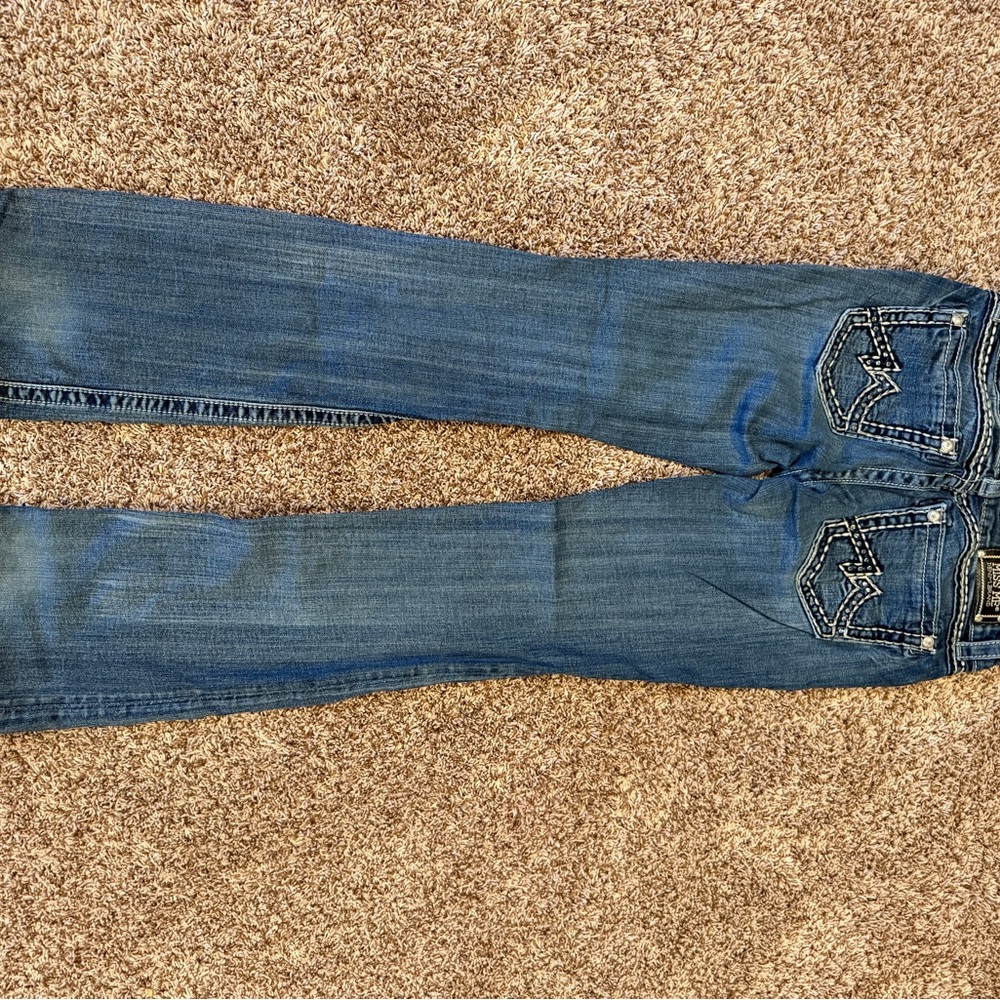 Miss Me Blue Boot Cut Jeans with Contrast Stitching
